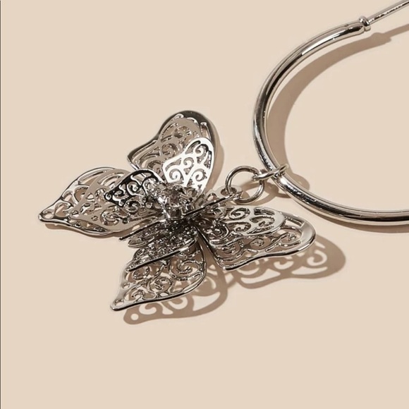 • Willow • Butterfly Charm Hoops - Picture 2 of 3